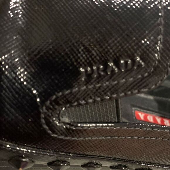 Prada Sport Black Saffiano Leather Spiked Studded Slip On Shoes EU 36.5 Loafer - Picture 11 of 11